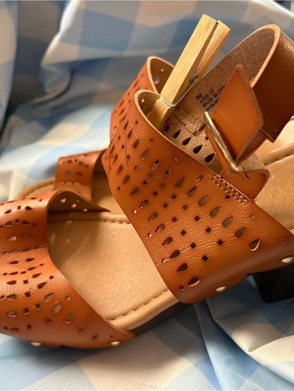 Altared State Women’s Tan Leather Cutout Platform Sandals SZ 8 Crafted.3”Heels